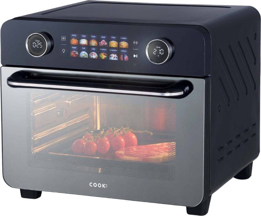 Media Evolution Airfryer Oven XXL 25 Liter Heteluchtfriteuse & Mini Oven in één 12 Programma's 35 tot 230 °C 2250W Met Draaispit Mand & Bakplaat Zwart COOK-IT