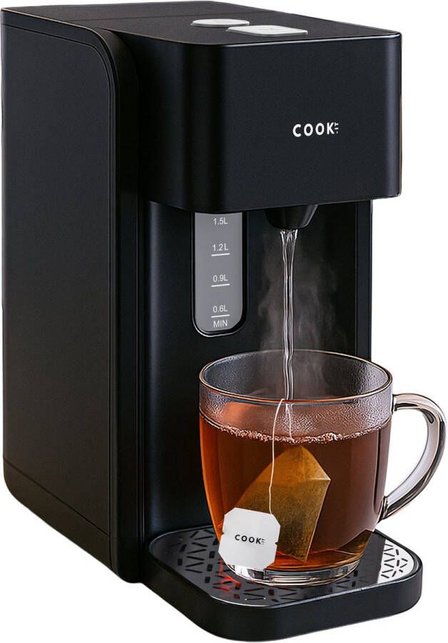 Media Evolution COOK-IT Heetwaterdispenser 1.5L Instant Waterkoker 100°C 250ml per druk 2200W BPA-vrij Heetwatertap Zwart