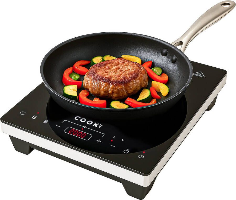 Media Evolution COOK-IT Inductie Kookplaat 1 Pits 2000W Touchscreen Timer 10 Standen Zwart