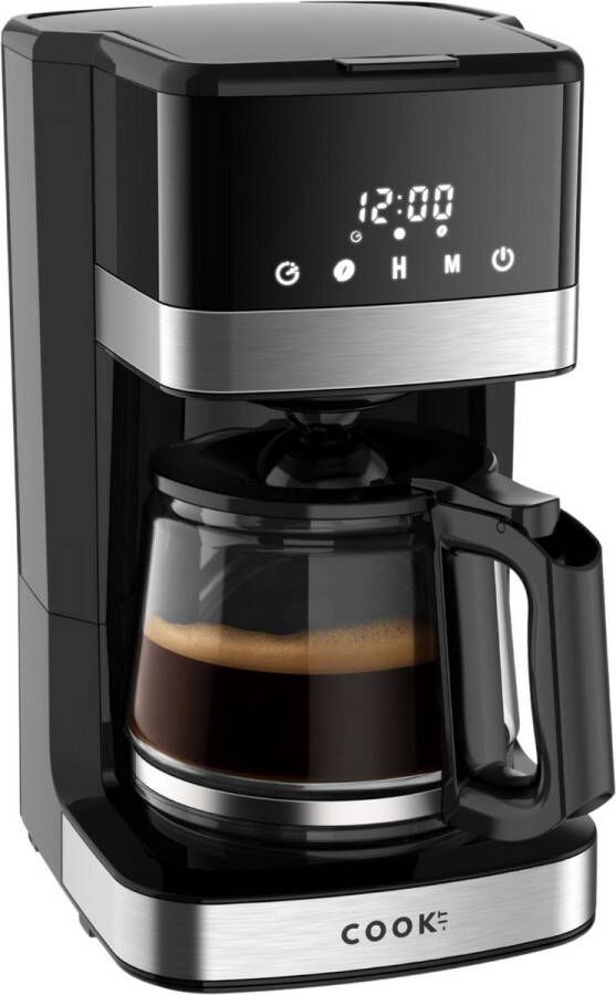 Media Evolution COOK-IT Koffiezetapparaat Filterkoffie 1 5L Glazen Kan (12 Koppen) Instelbare Koffiesterkte Timerfunctie & Digitaal Display Warmhoudfunctie & Warmhoudplaat Anti-Drup Systeem Zwart RVS Design - Foto 2