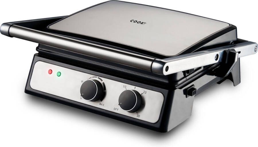 Media Evolution COOK‑IT XL Contactgrill 180 °C 2000 W Uitneembare Platen Timer & Temperatuur Instelbaar Vetopvang & Cool-Touch Handgreep