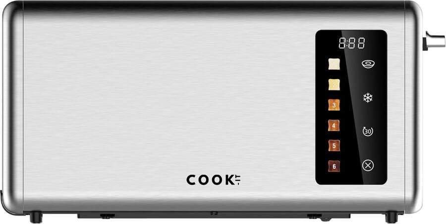 Media Evolution COOK-IT Broodrooster XL – 4 Sneetjes – Extra Brede Lange Sleuf – LED Display met Timer – 6 Bruiningsstanden – 1400W