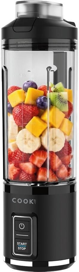 Media Evolution COOK-IT Draadloze Blender 500 ml – Smoothie Blender – 120W – 6 RVS Mesjes – Geschikt voor IJsblokjes – Portable To Go Blender