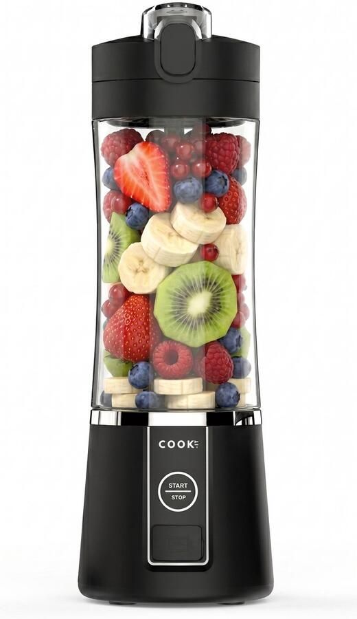 Media Evolution COOK-IT Draadloze Smoothie Blender 380ml Oplaadbare Mini Blender Smoothie Maker met Drinkbeker Compact & Licht Ideaal voor Onderweg