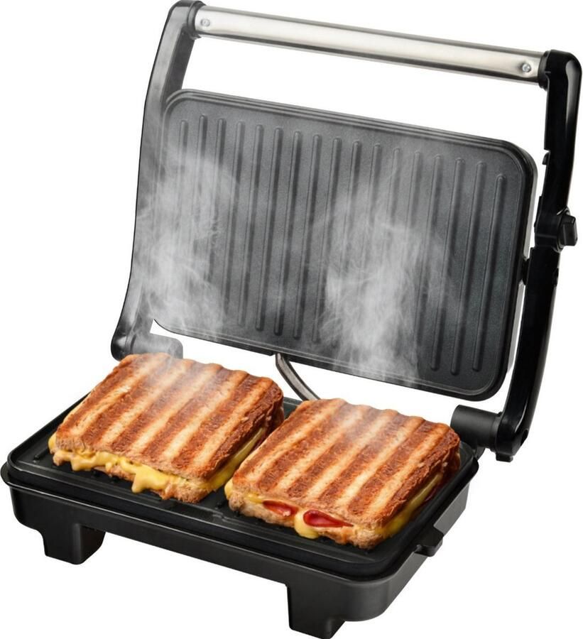 Media Evolution COOK-IT Tosti Apparaat Contactgrill Tosti IJzer Opwarmen tot 210° Anti-Aanbaklaag Cool Touch