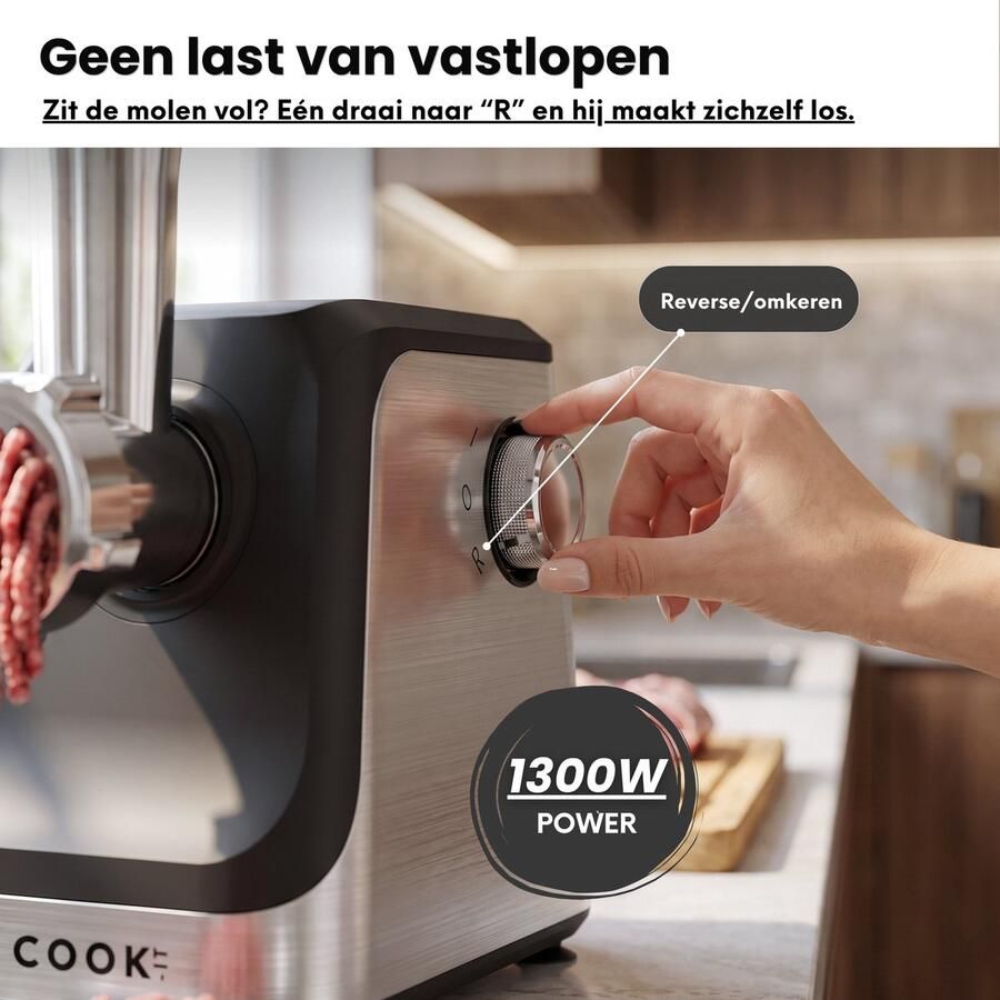 Media Evolution COOK-IT Vleesmolen Pro 1800W Gehaktmolen RvS - Foto 2