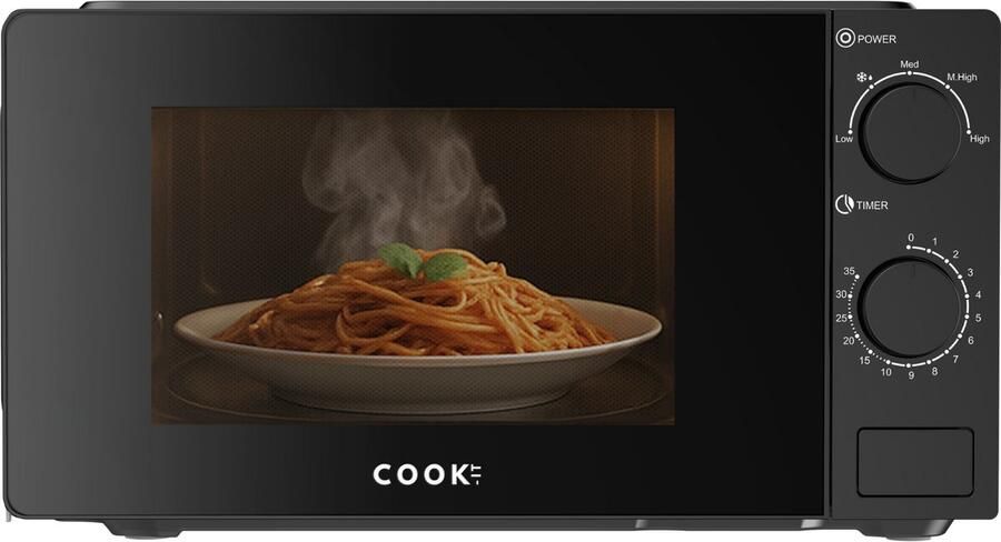 Media Evolution COOK-IT Vrijstaande Magnetron 20L 5 Verwarmingsstanden Microgolfoven Microwave Zwart