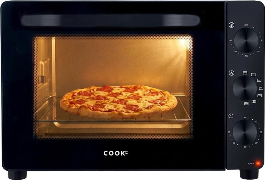 Media Evolution COOK-IT Vrijstaande Oven 46L 6 Ovenstanden Hetelucht Grill Draaispit 90 tot 230°C Zwart
