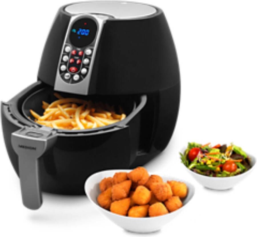 MEDION friteuse ca. 1500 watt digitaal bedieningspaneel totale inhoud 4 liter olievrij frituren 30 min timer oververhittingsbeveiliging MD17320 zwart