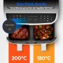 MEDION P20 XXL heteluchtfriteuse met dubbele zone (MD11760) 2 aparte kookzones 9 automatische programma's 8 7 L totale netto-inhoud 2.600 watt temperatuur instelbaar tot 200 °C - Thumbnail 2