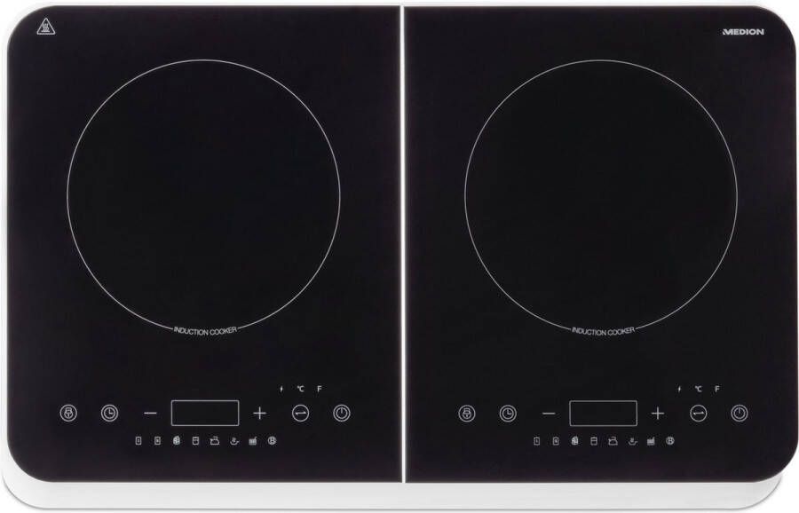 MEDION Inductie Kookplaat Vrijstaand (MD18493) Elektrische Kookplaat 2 Pits ⌀ 20 cm Tot 240° 3400 W Wit