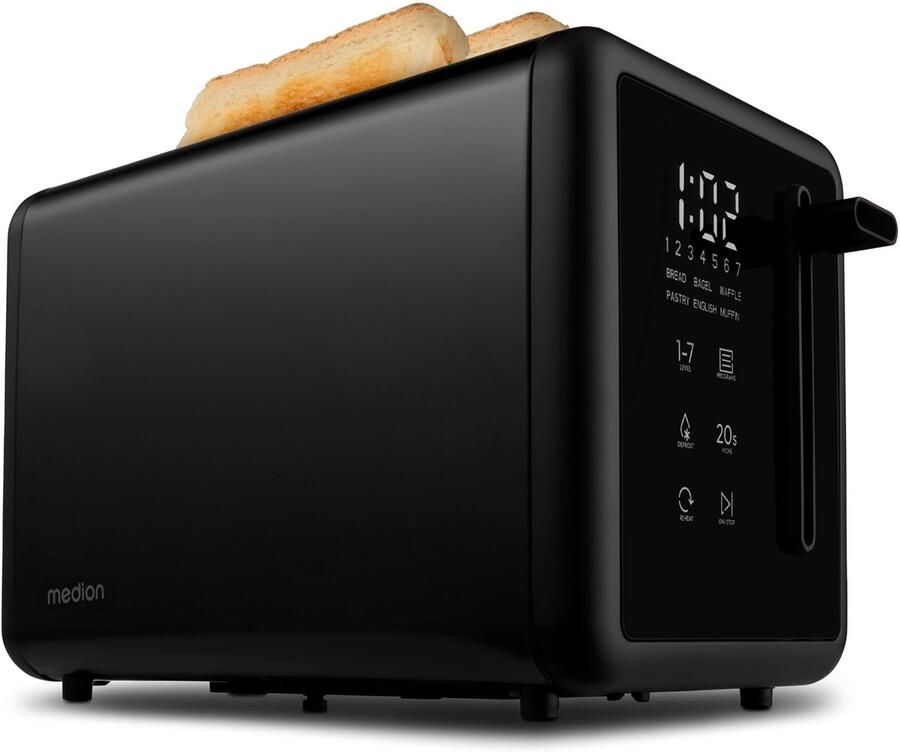 MEDION Broodrooster MD12102 (2 sleuven LED-aanraakscherm 7 bruiningsniveaus 5 automatische programma s) zwart - Foto 4
