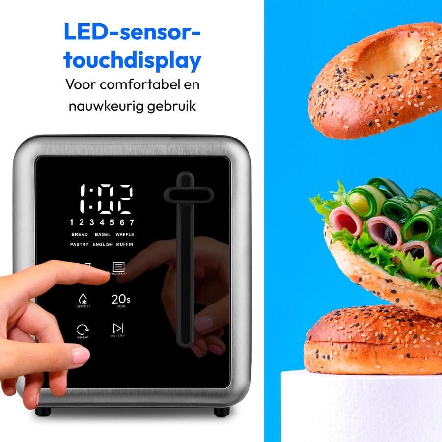 MEDION Broodrooster MD12102 (2 sleuven LED-aanraakscherm 7 bruiningsniveaus 5 automatische programma s) zilver - Foto 3