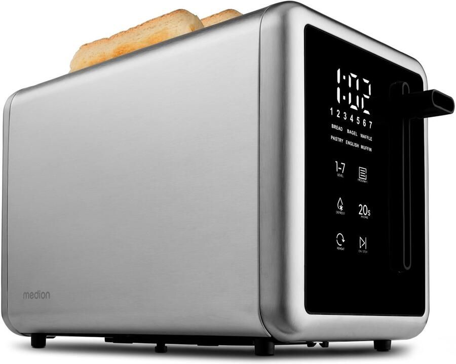 MEDION Broodrooster MD12102 (2 sleuven LED-aanraakscherm 7 bruiningsniveaus 5 automatische programma s) zilver - Foto 2