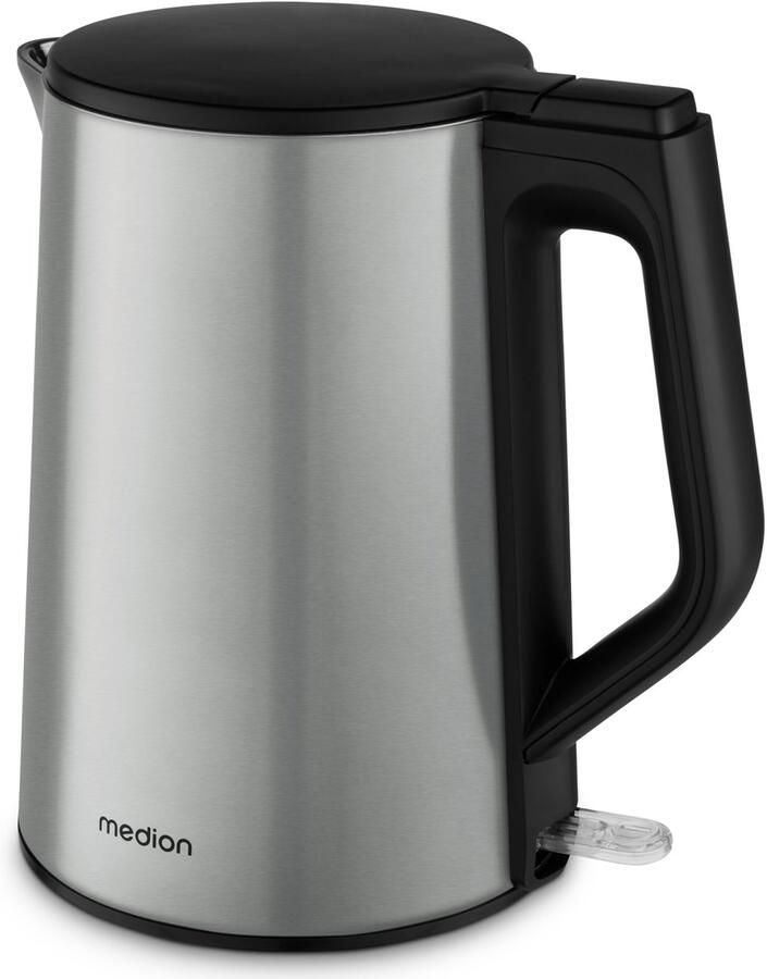 MEDION Waterkoker roestvrij staal (1 5 L 2.200 W 360° basis warmhoudfunctie LED-indicator dubbelwandig MD12105) zilver - Foto 2