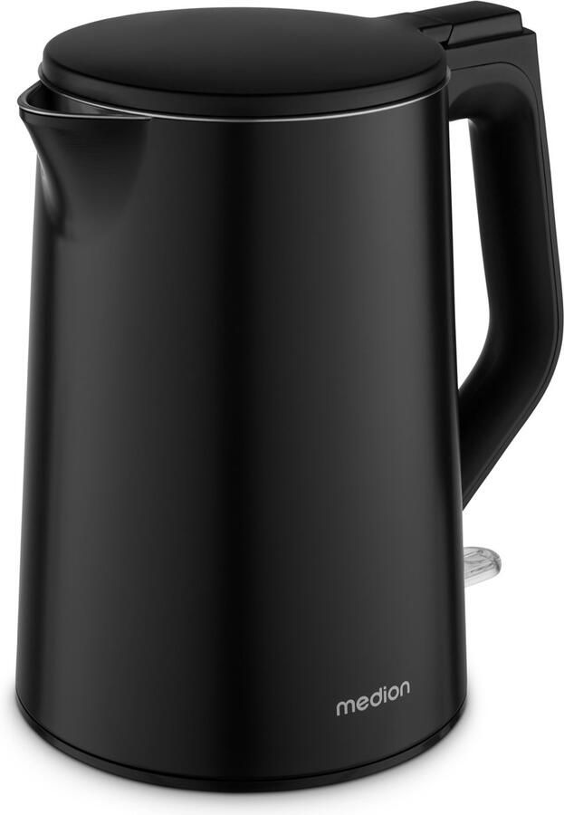 MEDION Waterkoker van roestvrij staal (1 5 L 2.200 W 360°-voet warmhoudfunctie LED-indicatie dubbelwandig MD12105) zwart - Foto 2