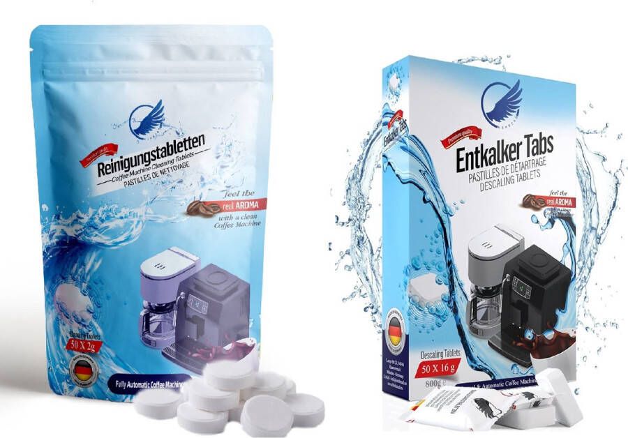 Mehrzad 70 Reinigingstabletten + 10 Ontkalkingstabletten Koffiemachine Universeel voor Siemens Jura Bosch Nespresso Philips Krups Melitta Miele Saeco