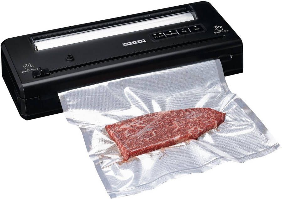 Melissa 16310235 Vacumeermachine met ingebouwde rolhouder en geïntegreerde snijder Zwart