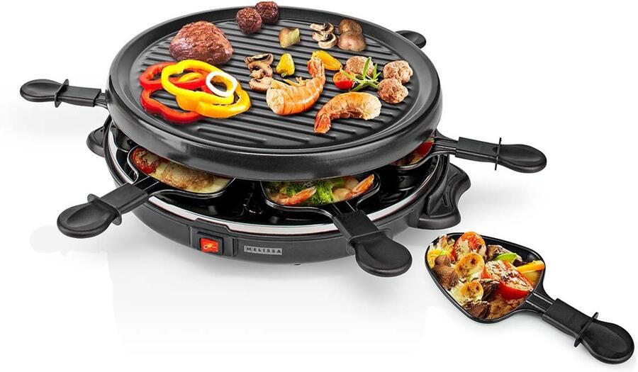 Melissa 16300032 Raclette en Gourmetset 6 Personen 800 W Ø 29 cm Antiaanbaklaag
