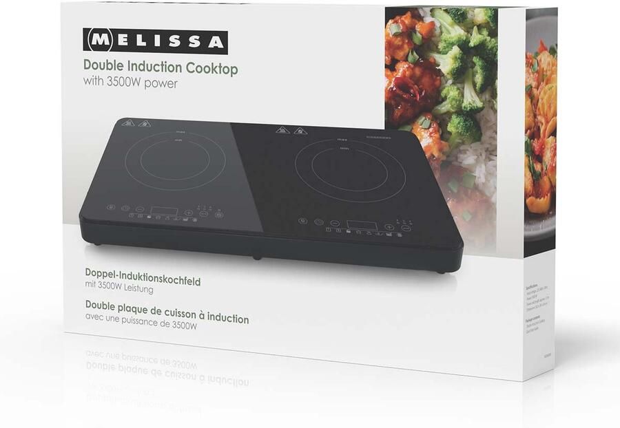 Melissa 16350030 Vrijstaande inductiekookplaat met 2 kookzones timer en boostfunctie 3500 W Zwart