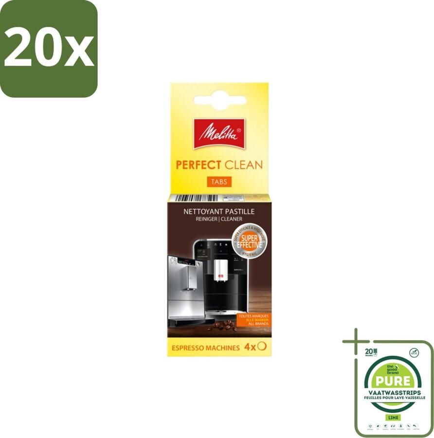 Melitta 20 x Perfect Clean – Reinigingstabletten – Voor volautomatische espressomachines – 4 tabletten Grootverpakking Reinigingstabletten Koffieautomaten Zetgroep Reinigen Koffieolie Verwijderen Smaak Verbeteren