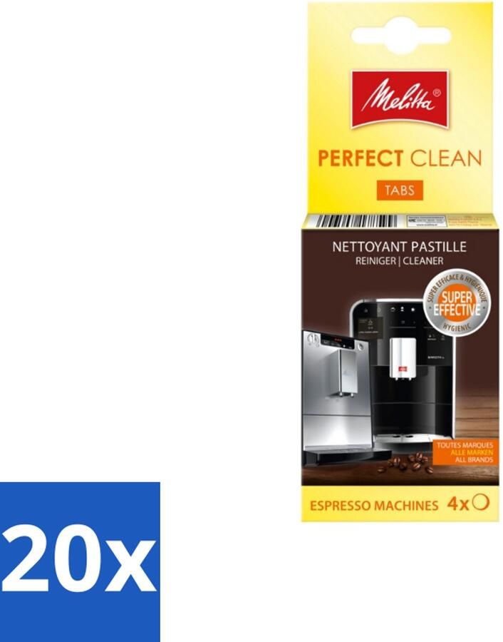 Melitta 20 x Perfect Clean – Reinigingstabletten – Voor volautomatische espressomachines – 4 tabletten Koffiezetapparaat