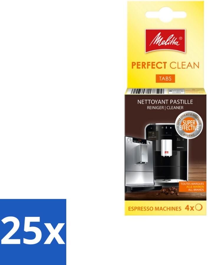 Melitta 25 x Perfect Clean – Reinigingstabletten – Voor volautomatische espressomachines – 4 tabletten Koffiezetapparaat