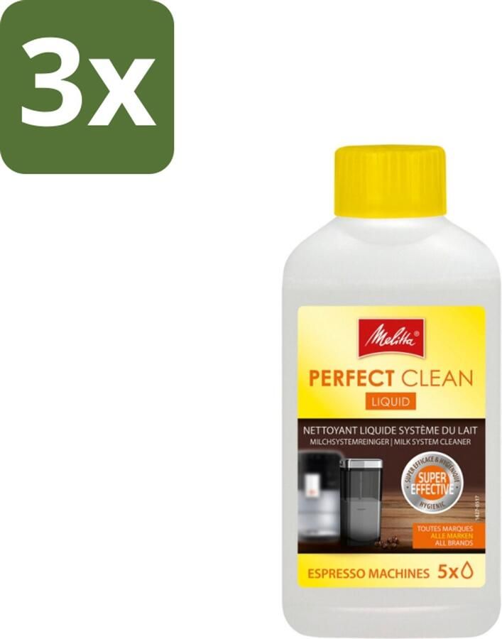 Melitta Perfect Clean – Melksysteemreiniger – Voor volautomatische espressomachines – 250 ml Bulkverpakking 3 stuks - Foto 1