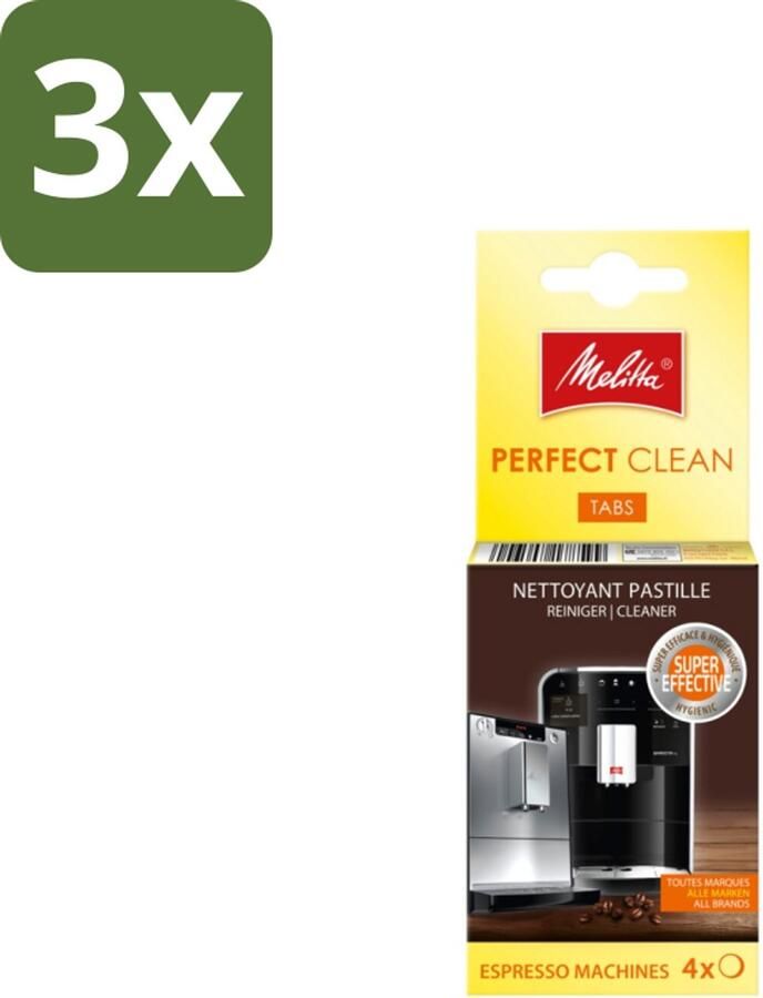 Melitta 3 x Perfect Clean – Reinigingstabletten – Voor volautomatische espressomachines – 4 tabletten Koffiezetapparaat