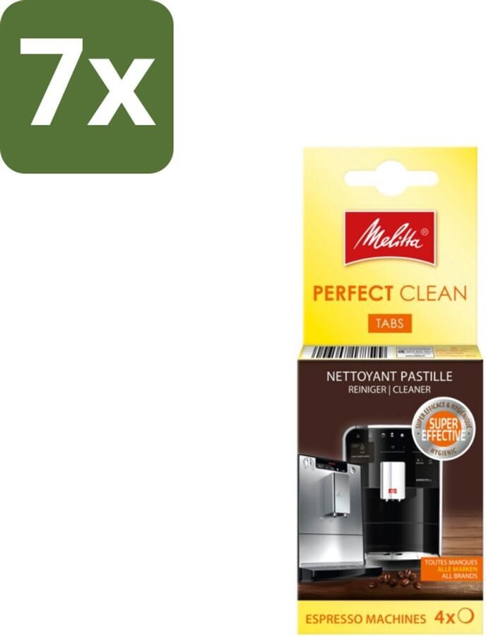 Melitta 7 x Perfect Clean – Reinigingstabletten – Voor volautomatische espressomachines – 4 tabletten Koffiezetapparaat