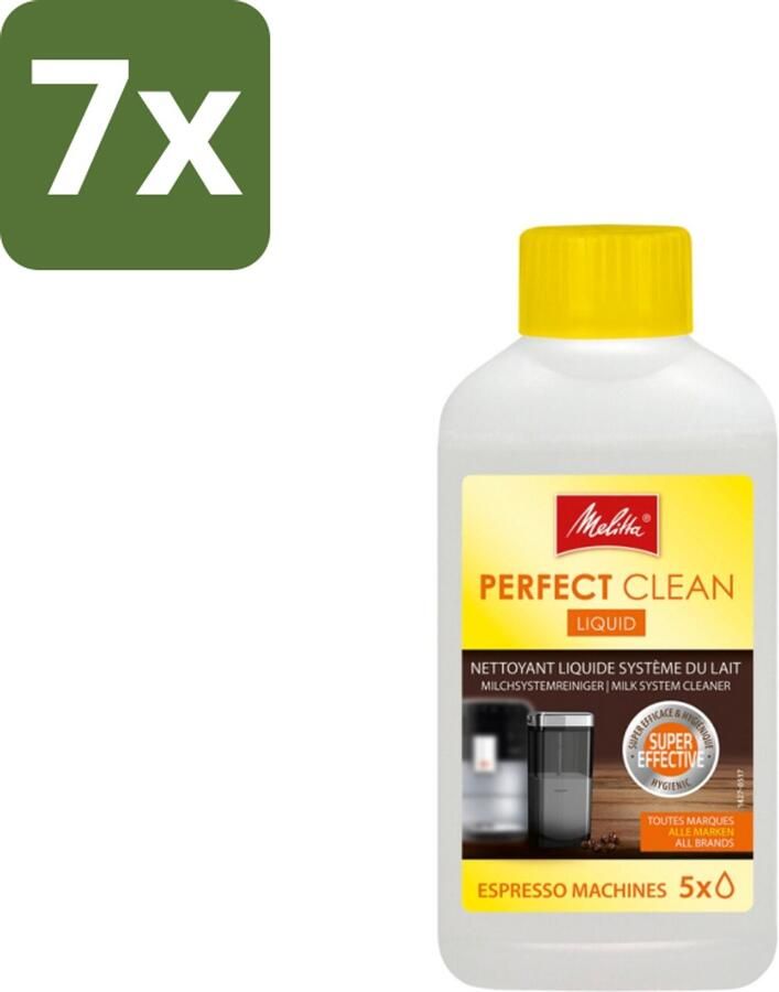 Melitta Perfect Clean – Melksysteemreiniger – Voor volautomatische espressomachines – 250 ml Bulkverpakking 7 stuks