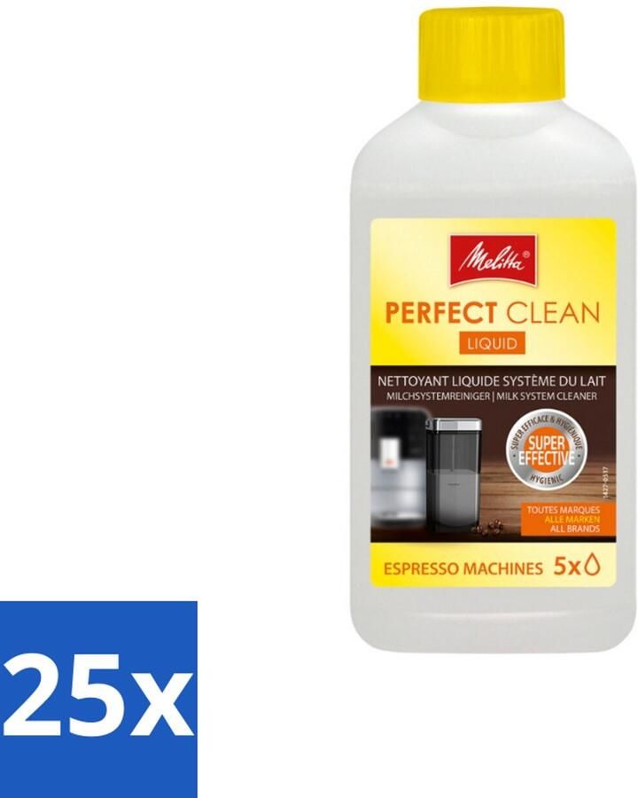 Melitta Perfect Clean – Melksysteemreiniger – Voor volautomatische espressomachines – 250 ml Bulkverpakking 25 stuks
