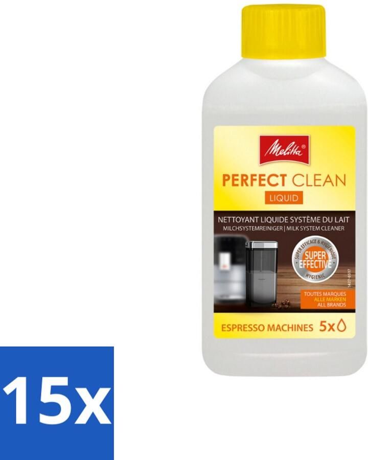 Melitta Perfect Clean – Melksysteemreiniger – Voor volautomatische espressomachines – 250 ml Bulkverpakking 15 stuks
