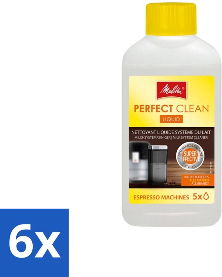 Melitta Perfect Clean – Melksysteemreiniger – Voor volautomatische espressomachines – 250 ml Voordeelverpakking 6 stuks