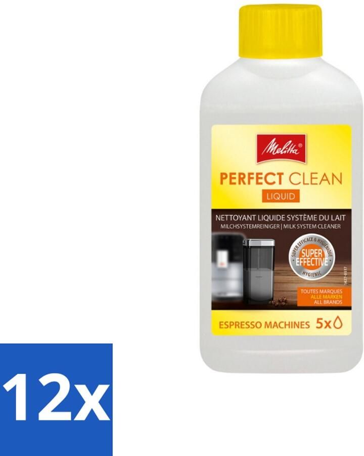 Melitta Perfect Clean – Melksysteemreiniger – Voor volautomatische espressomachines – 250 ml Voordeelverpakking 12 stuks