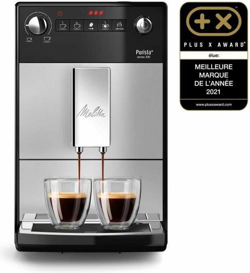 Melitta Volautomatisch koffiezetapparaat Purista F230-101 zilverkleur zwart Favoriete koffie-functie compact & extra geruisloos
