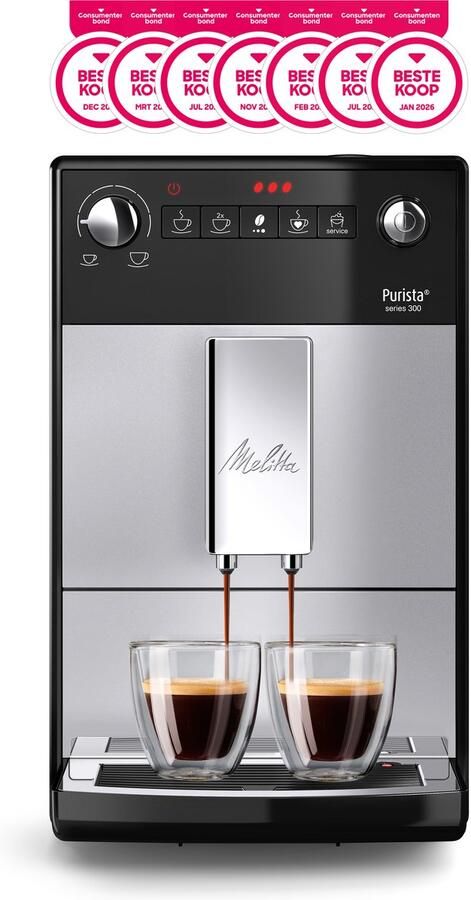 Melitta Volautomatisch koffiezetapparaat Purista F230-101 zilverkleur zwart Favoriete koffie-functie compact & extra geruisloos - Foto 7