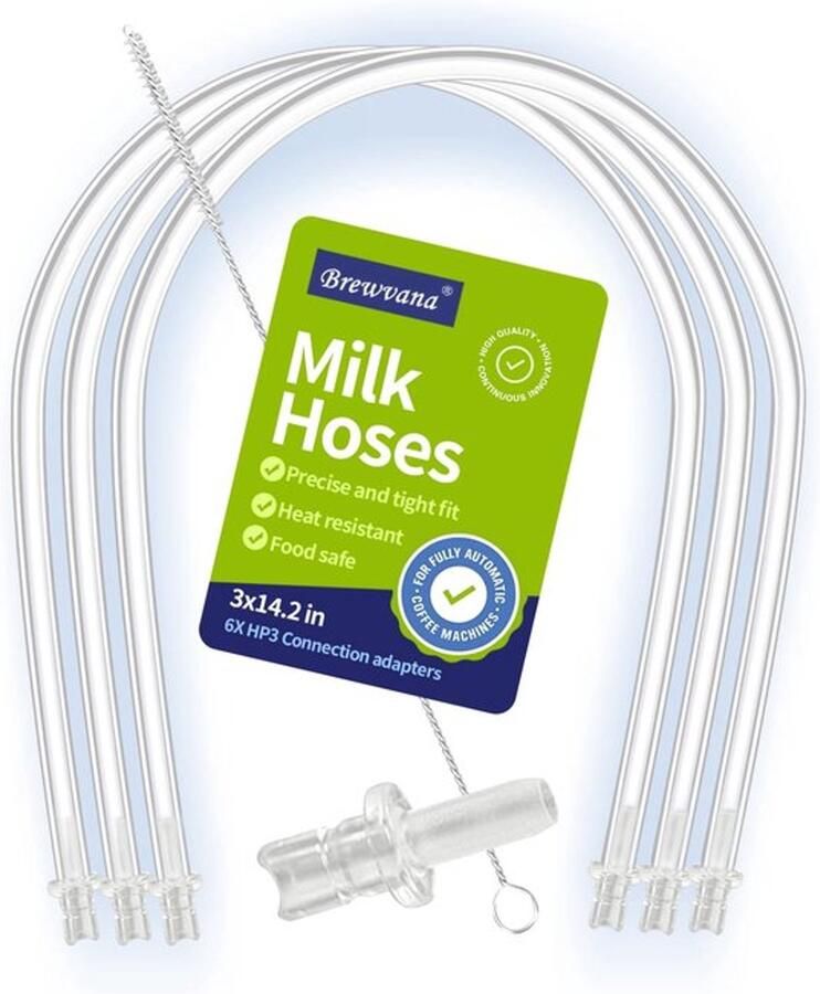 Melkbuis slangset voor ENA E8 GIGA 6 10 W10 IMPRESSA J6 J8 J8twin Z5 Z6 Z7 Z8 Z9 Z10 S8 S80 WE8 volautomatische koffiemachines (3 melkslangen 6 melkslangconnectoren，Reinigingsborstel）