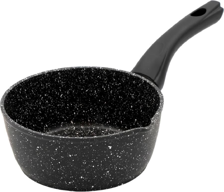 Melkenpan 16 cm zwart anti-aanbaklaag en krasbestendig Cool-Touch-handgrepen geschikt voor inductie elektrische en gasfornuizen