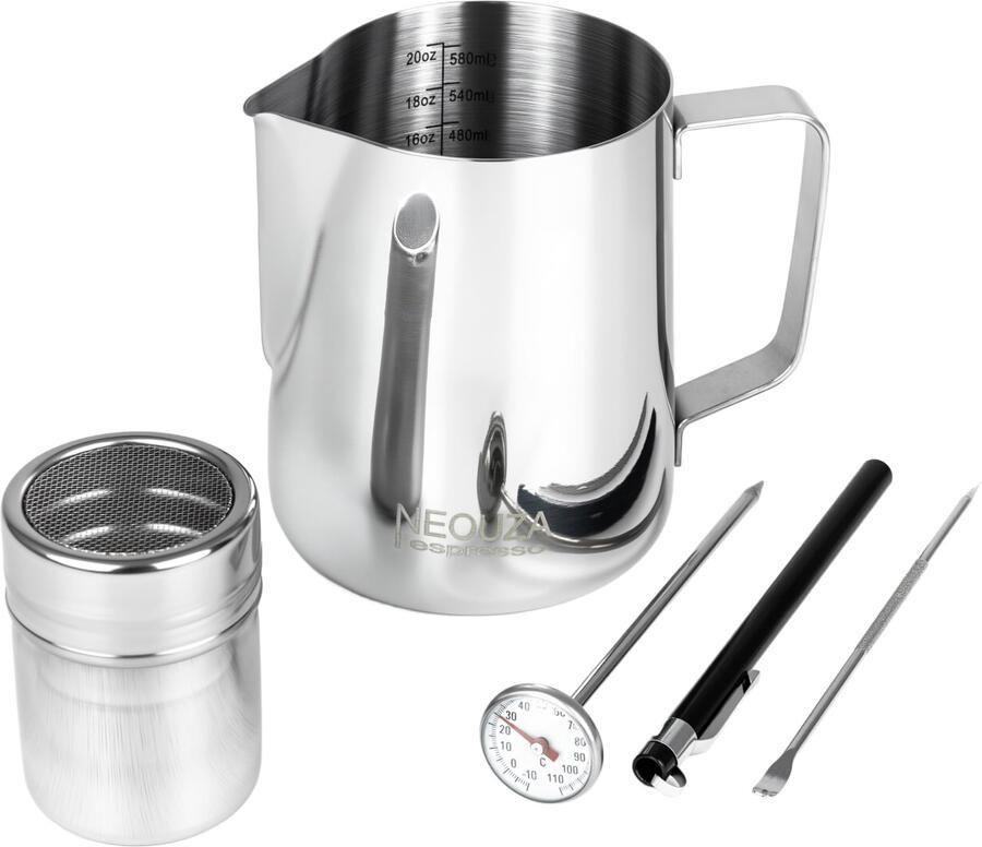 Melkopschuimer en Thermometer Set voor Koffiemachines 350ml