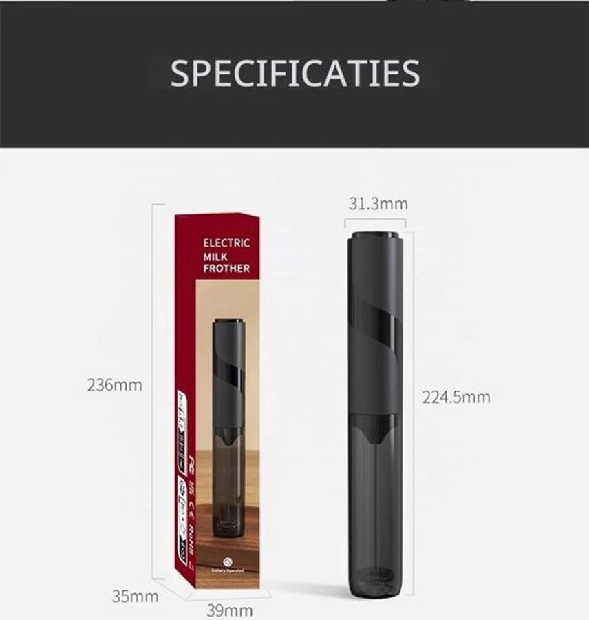 Melkopschuimer Handheld Elektrische melkopschuimer met Roestvrijstalen Garde Draagbare Mini Elektrische Garde voor Koffie Latte Cappuccino Warme Chocolade op batterijen