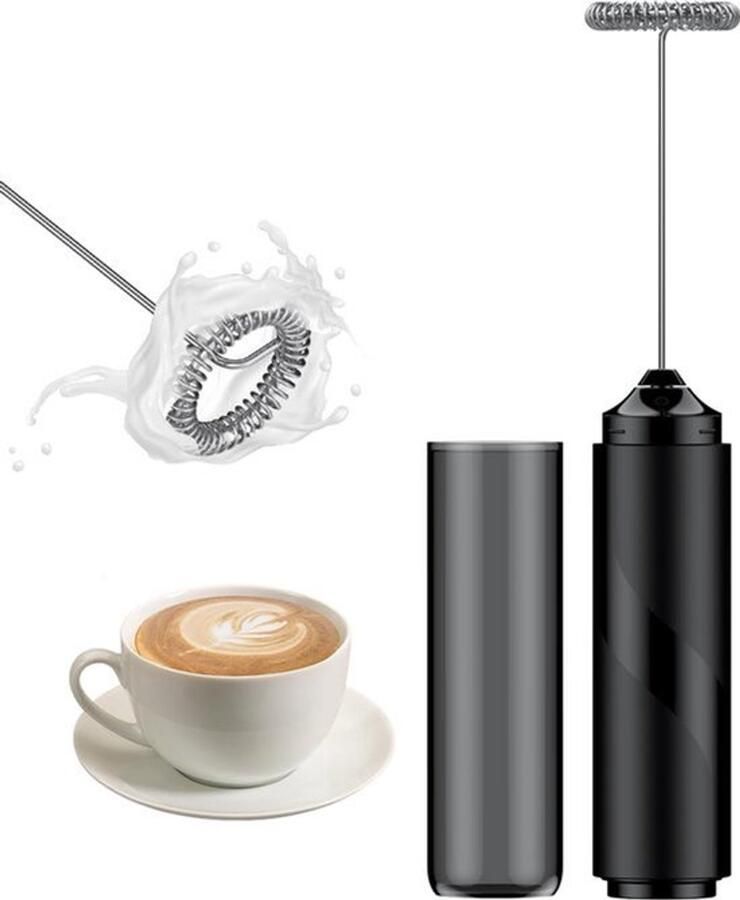 Melkopschuimer op batterijen werkende melkopschuimer handheld met roestvrijstalen garde draagbare koffie-opschuimer krachtige elektrische drankmixer schuimmaker voor latte matcha