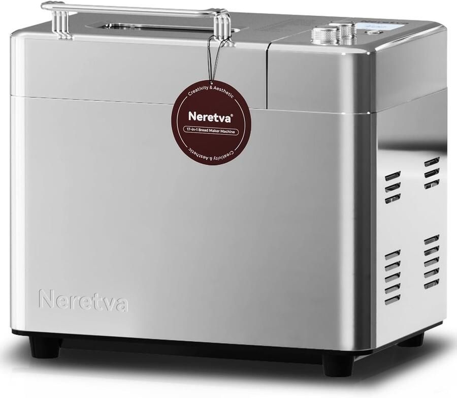 MELVRA Broodbakmachine 20-in-1 Automatische Broodbakmachine Glutenvrij Programma Digitaal & Programmeerbaar 2 Broodmaten 3 Korstkleuren 1 Uur Warmhoudfunctie RVS