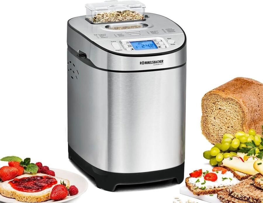 MELVRA Broodbakmachine BA 550 Automatische Broodbakautomaat 13 Programma's Glutenvrij Inclusief Ingrediëntenvak 550 Watt RVS Zwart