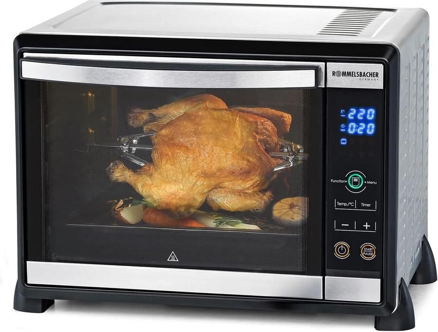 MELVRA Elektronische Bak- en Grilloven BGE 1580 E Mini Oven 30 Liter 1580W RVS Hetelucht Grillfunctie Timer