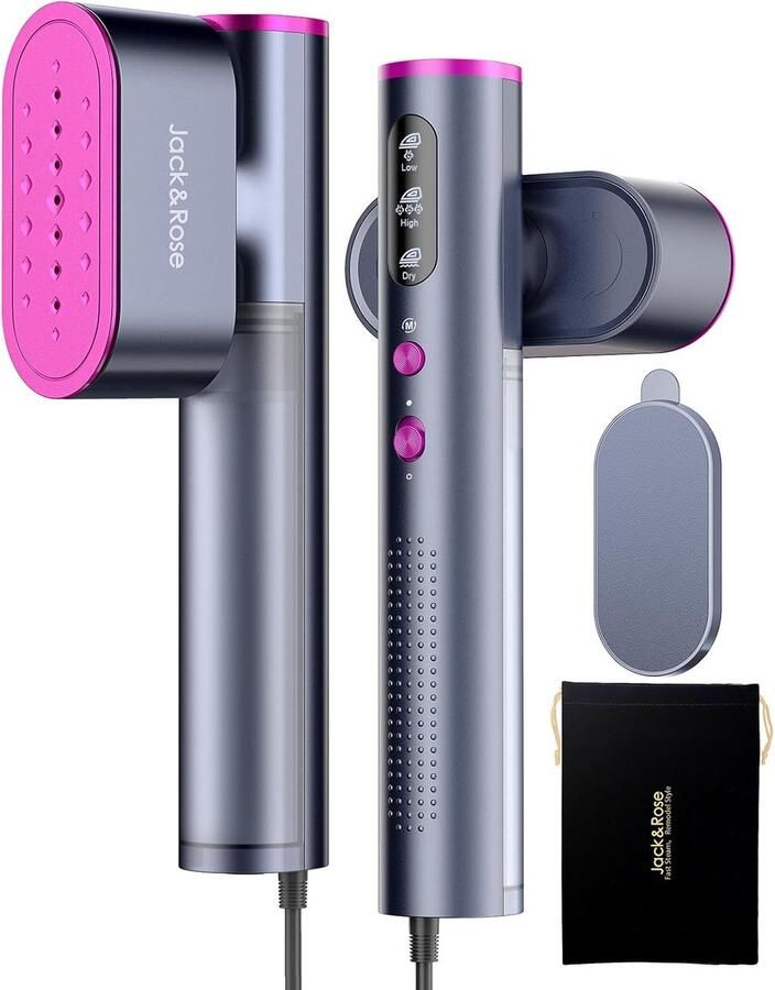 MELVRA Reisstrijkijzer Kledingstomer 1000W Dual Voltage 100-240V voor Wereldwijd Gebruik 15 Seconden Snel Opwarmen 22g min Stoomkracht Draagbaar Strijkijzer Handstomer Reis Stoomstrijkijzer Compact Verticaal Stomen Inclusief Accessoire