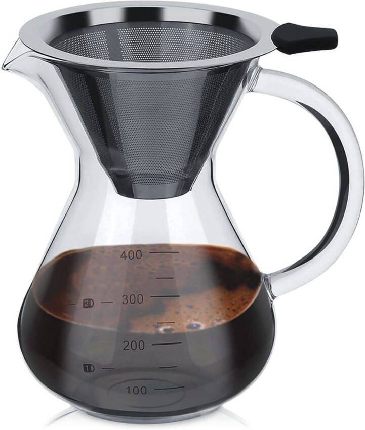 Memkey Koffiezetapparaat met handmatige filterkoffie kan van borosilicaatglas handmatig koffiezetapparaat met permanente filter 0 4 L