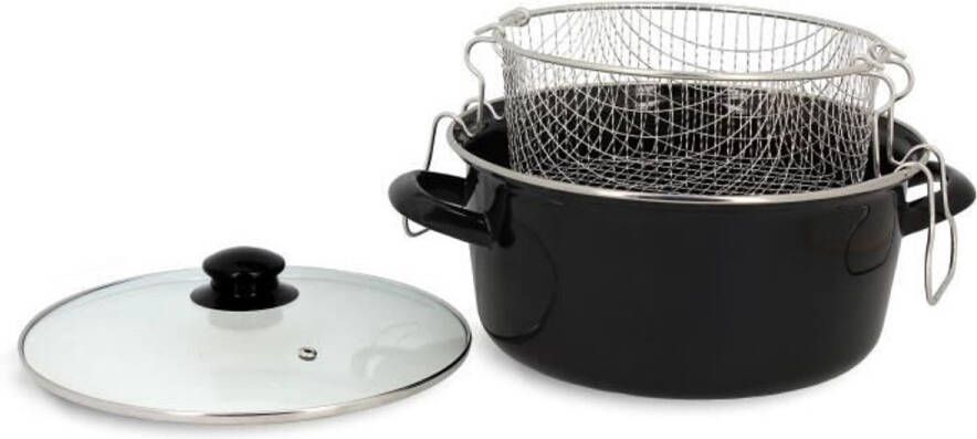 Menastyl Friteuse 3645580 Geëmailleerd staal 26 cm Met deksel en mandje Alle branders inclusief inductie Zwart