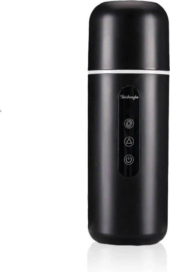 MensStore Mini Waterkoker Reis Waterkoker Draagbare Waterkoker 3-in-1 Waterkoker Thermosfles En Drinkbeker 420ml Zwart