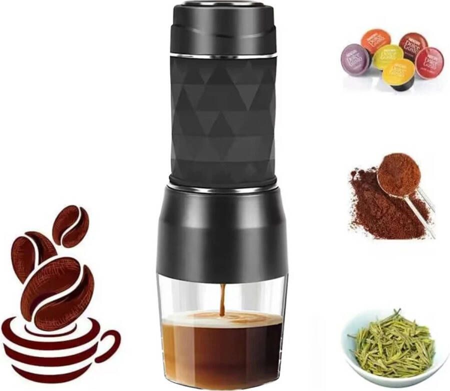 Mercadome Draagbare Elektrische Mini-Koffiemachine Koffiemachines Koffiezetapparaat Oplaadbaar Espresso Koffie Reizen Zwart Kerstcadeau